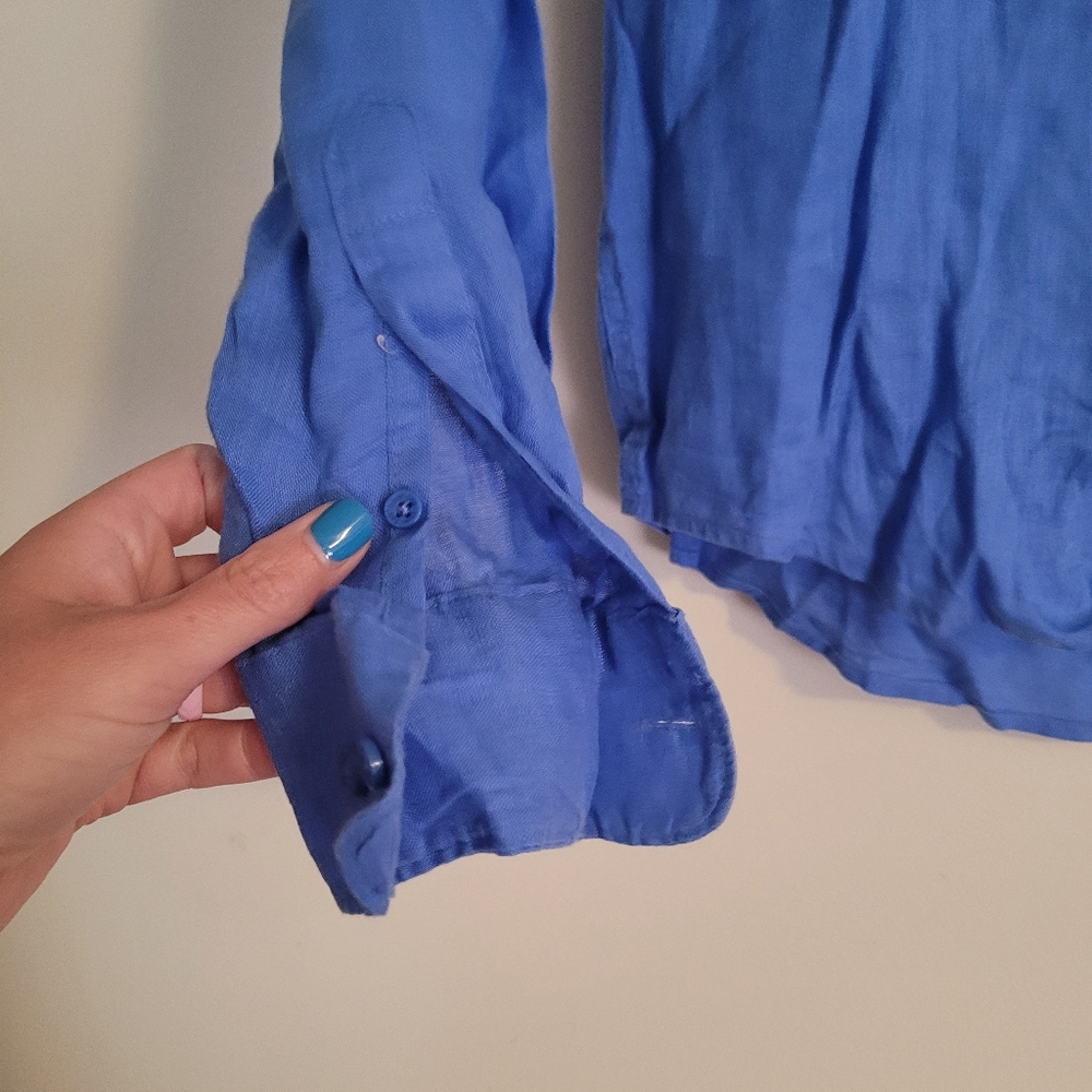 Santorini Linen Collection Button down Collarless Women's - Picture 3 of 13